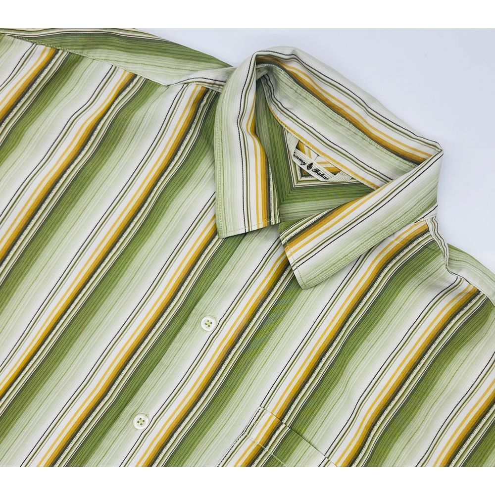 Tommy Bahama Mens 100% Silk‎ Beachy Summer Lightweight Shirt Green Stripe XL